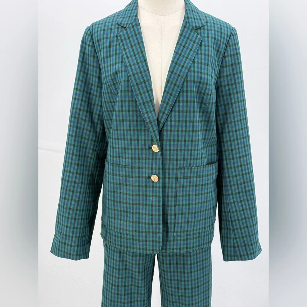 Draper James Sophisticated Green Plaid Two-Piece Suit – Office to Evening Style